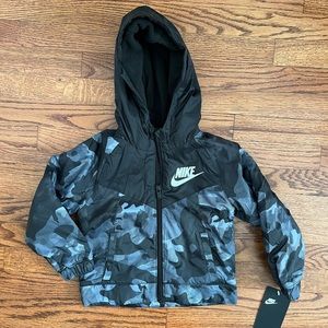 Nike Sportswear Fleece Lined Windbreaker Jacket Black Camo NWT